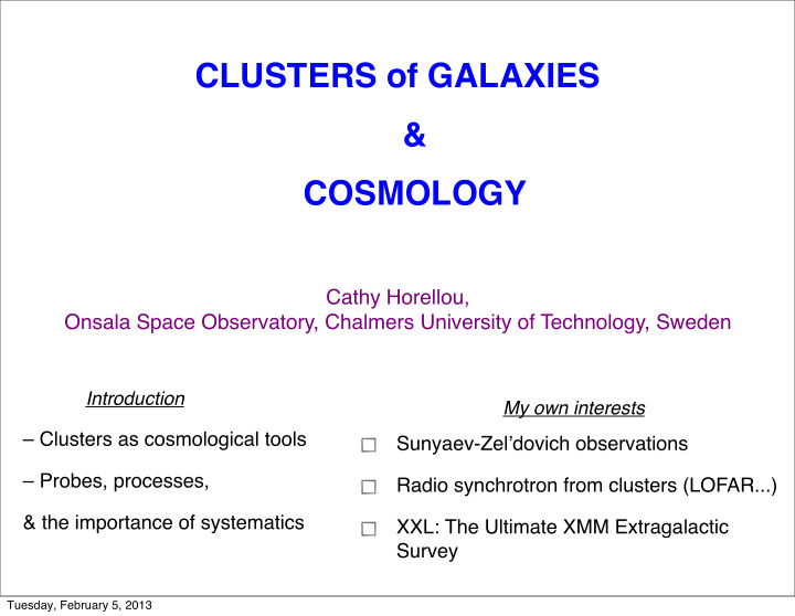 clusters of galaxies cosmology