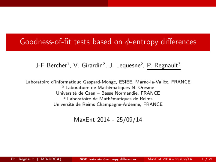 goodness of fit tests based on entropy differences
