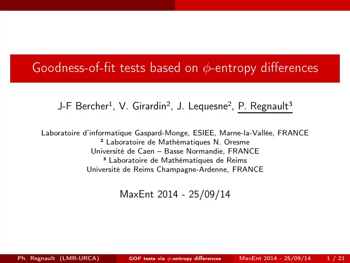 goodness of fit tests based on entropy differences