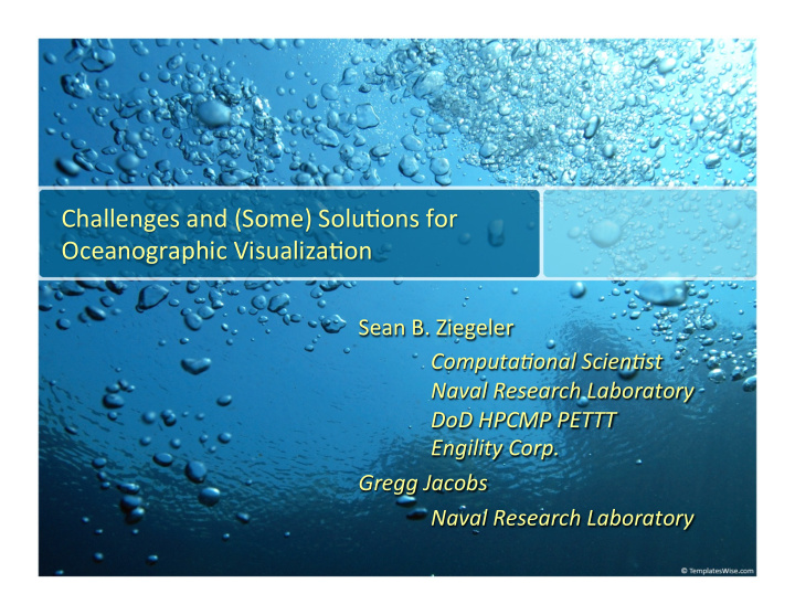 challenges and some solu1ons for oceanographic