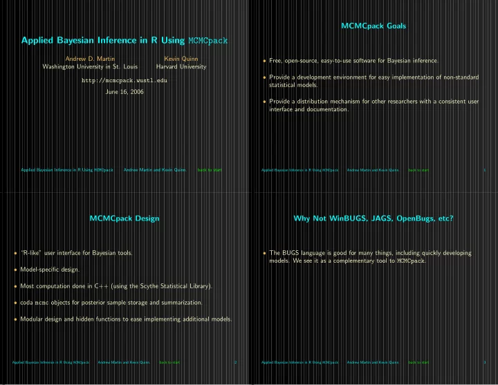 applied bayesian inference in r using mcmcpack