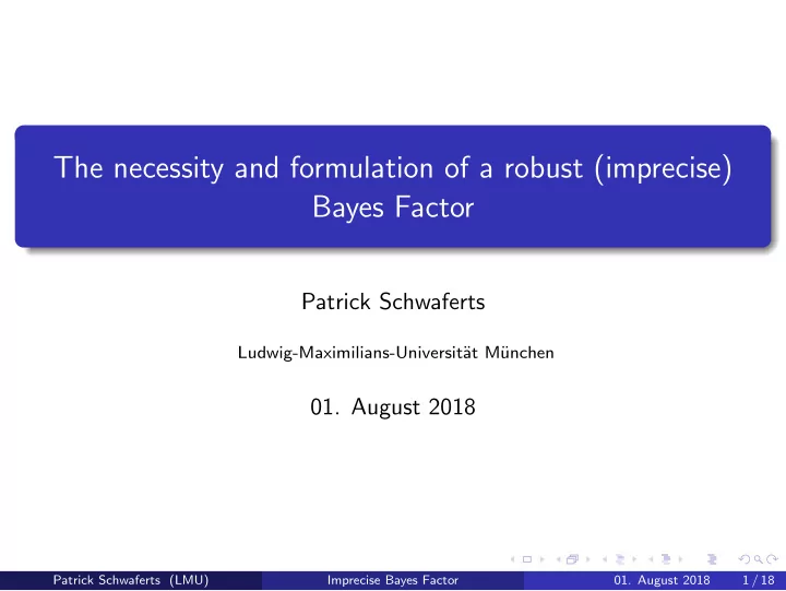 the necessity and formulation of a robust imprecise bayes