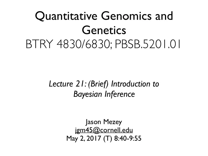 quantitative genomics and genetics btry 4830 6830 pbsb