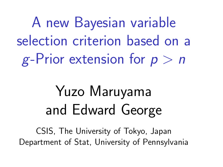 a new bayesian variable selection criterion based on a g