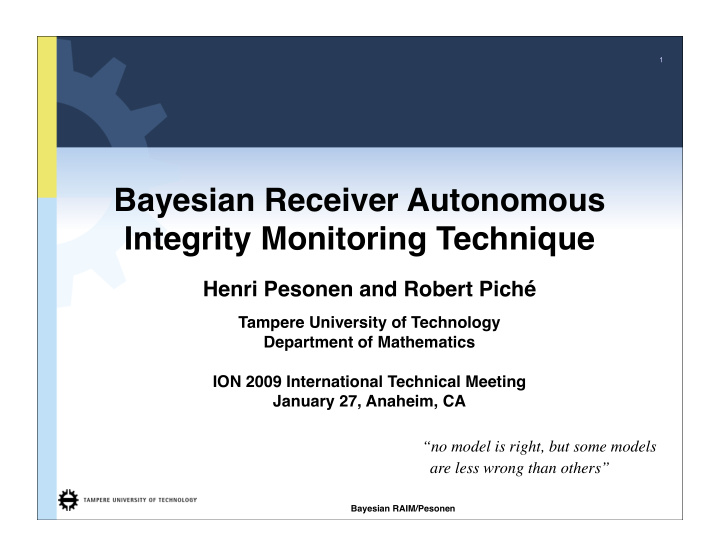 bayesian receiver autonomous integrity monitoring