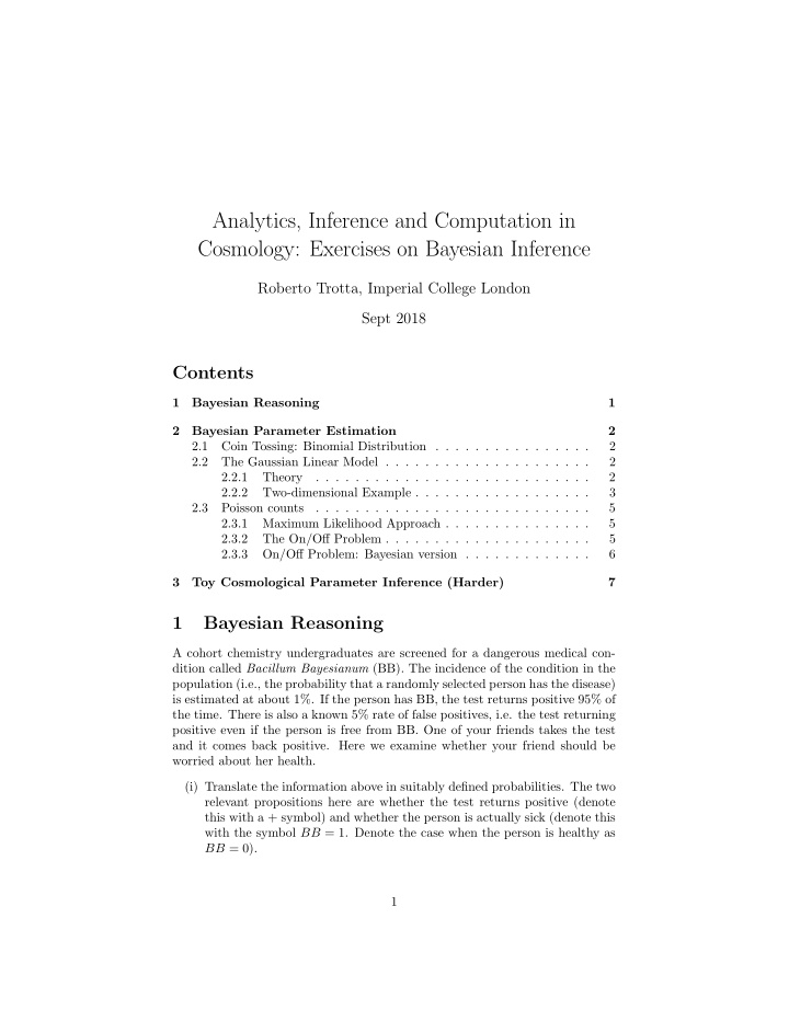 analytics inference and computation in cosmology
