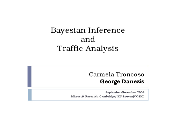 bayesian inference and traffic analysis