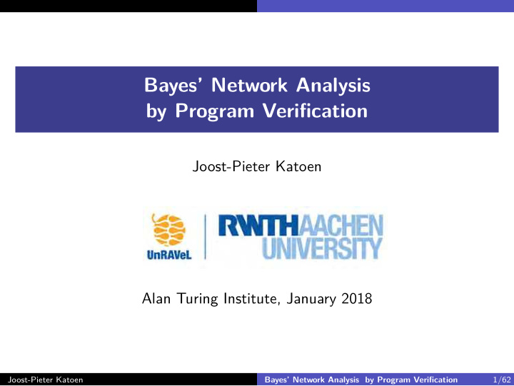 bayes network analysis by program verification