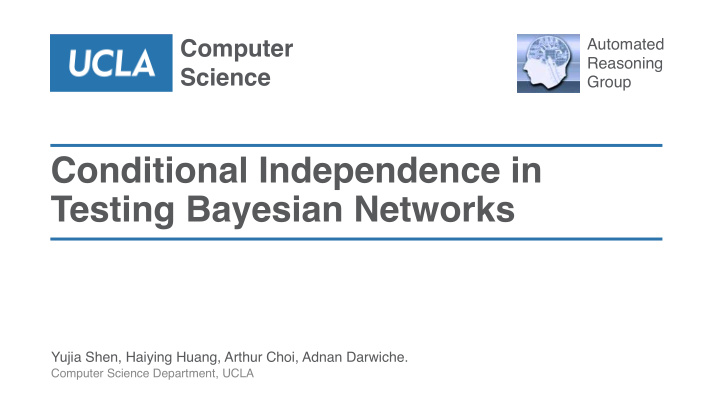 conditional independence in testing bayesian networks