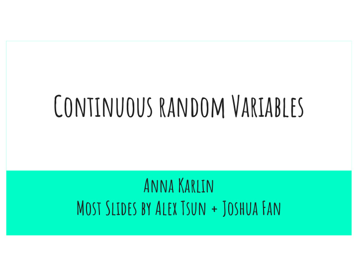 continuous random variables