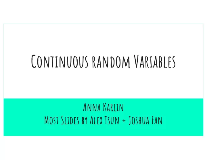continuous random variables