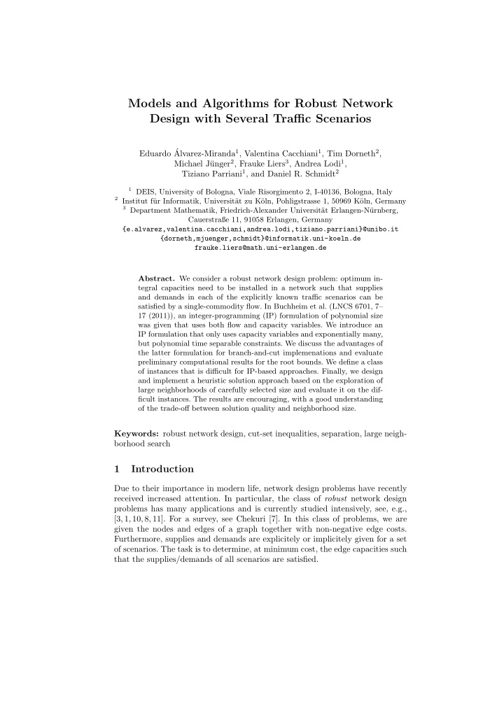 models and algorithms for robust network design with