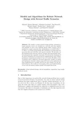 Models and Algorithms for Robust Network  Design with Several Traffic Scenarios  Eduardo