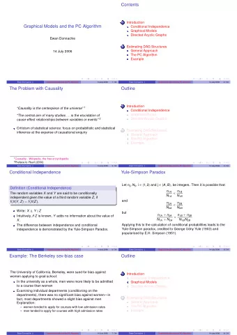Contents  Introduction  1  Graphical Models and the PC Algorithm  Conditional Independence