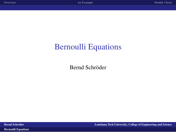 bernoulli equations