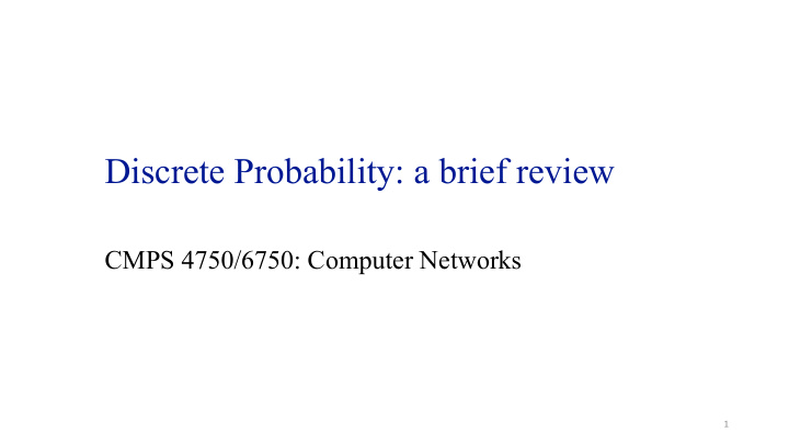 discrete probability a brief review