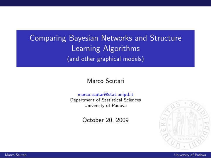 comparing bayesian networks and structure learning