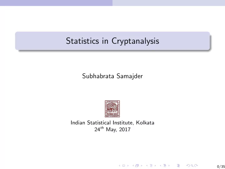 statistics in cryptanalysis