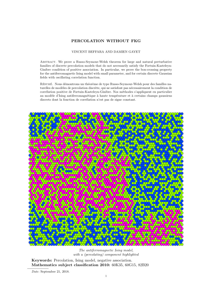 percolation without fkg