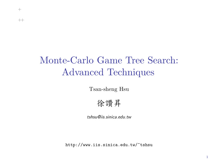 monte carlo game tree search advanced techniques