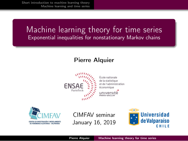 machine learning theory for time series