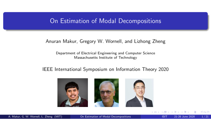 on estimation of modal decompositions