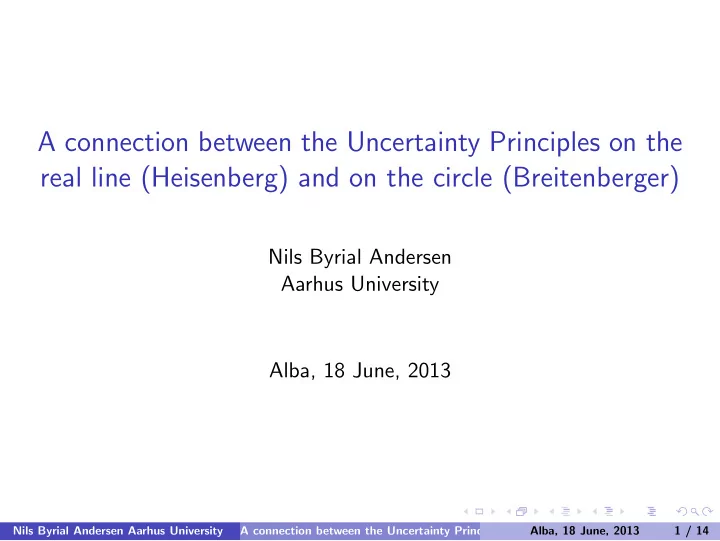a connection between the uncertainty principles on the