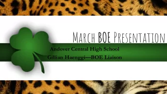 March BOE Presentation  Andover Central High School  Gillian HaenggiBOE Liaison  Athletics