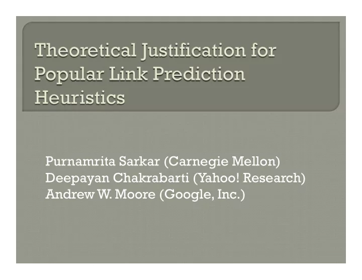 purnamrita sarkar carnegie mellon deepayan chakrabarti