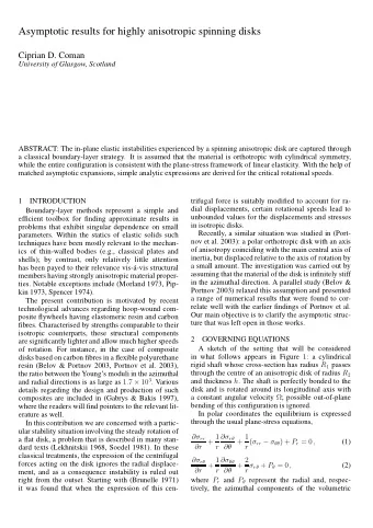 Asymptotic results for highly anisotropic spinning disks  Ciprian D. Coman  University of Glasgow,