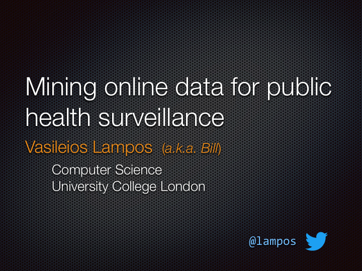 mining online data for public health surveillance