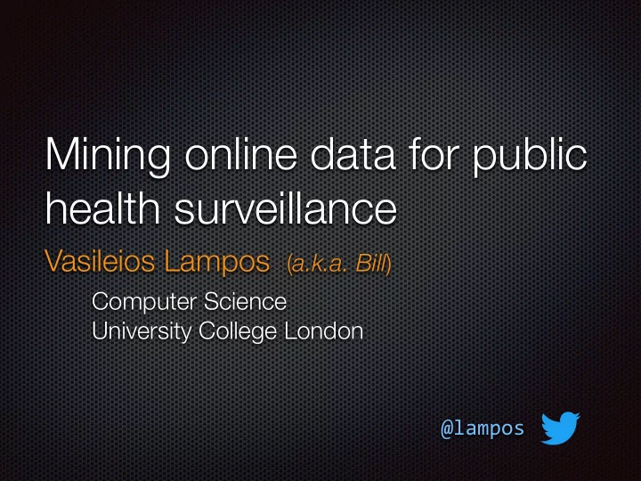 mining online data for public health surveillance