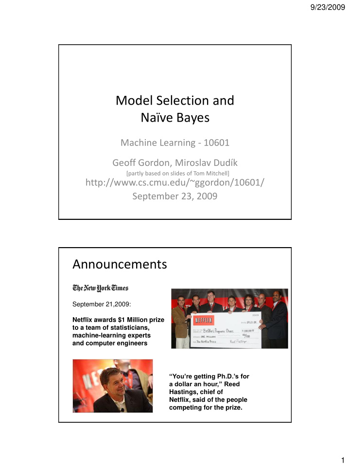 model selection and na ve bayes