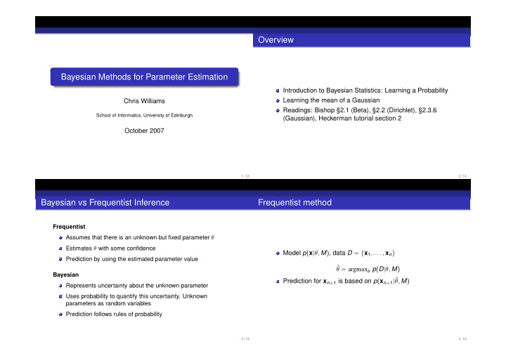 overview bayesian methods for parameter estimation