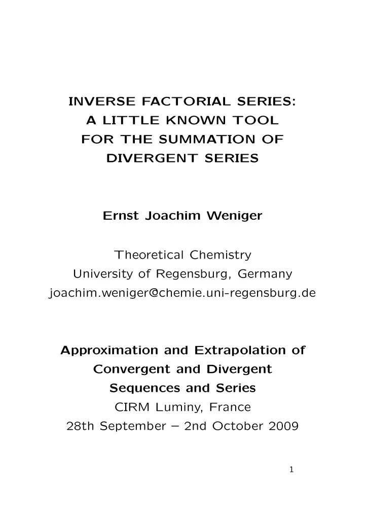 inverse factorial series a little known tool for the