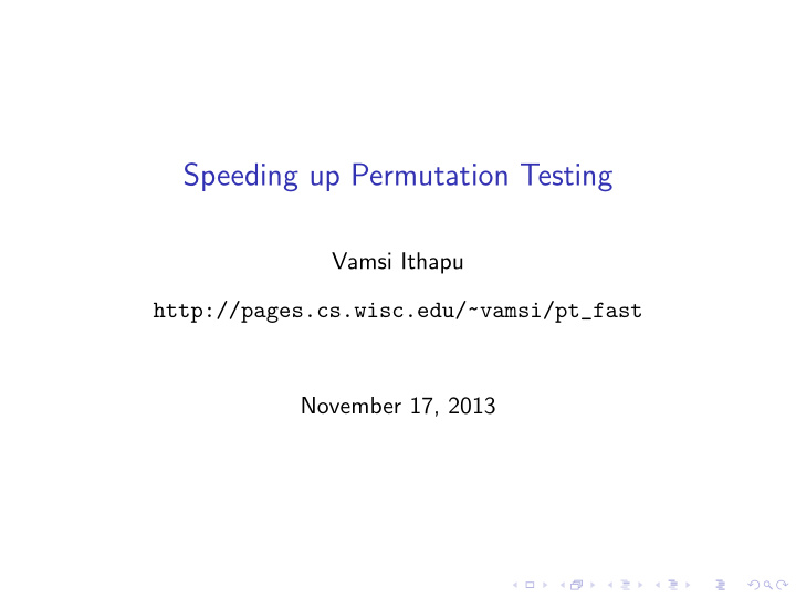 speeding up permutation testing
