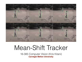 Mean-Shift Tracker  16-385 Computer Vision (Kris Kitani)  Carnegie Mellon University  Mean Shift