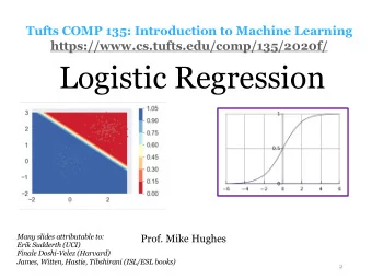 Logistic Regression  Many slides attributable to:  Prof. Mike Hughes  Erik Sudderth (UCI)  Finale