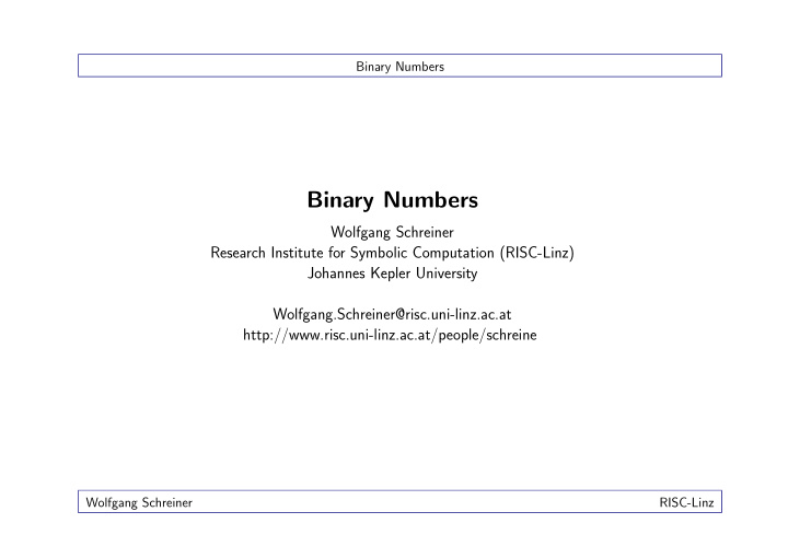 binary numbers