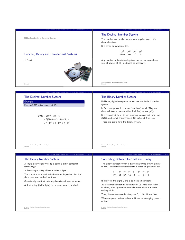 the decimal number system