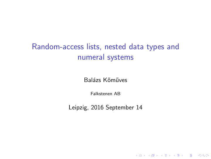 random access lists nested data types and numeral systems