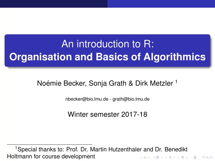 an introduction to r organisation and basics of
