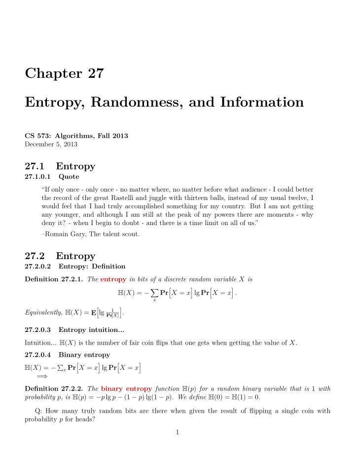 chapter 27 entropy randomness and information