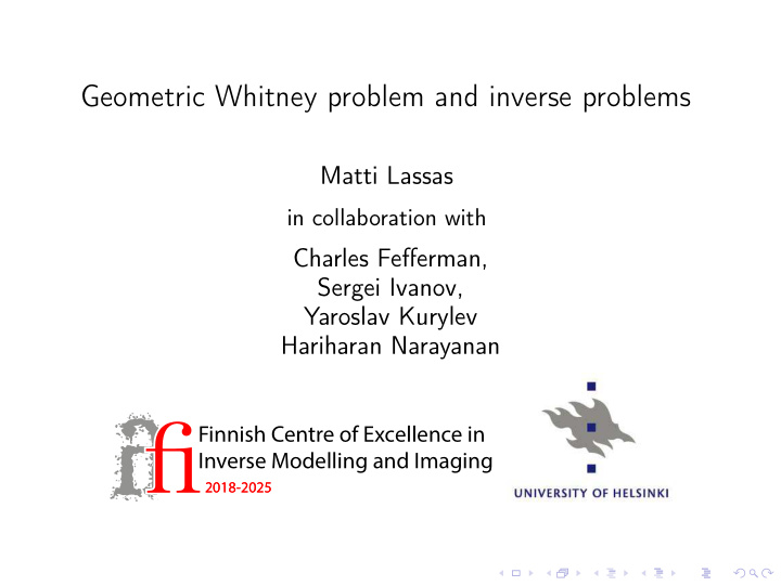 geometric whitney problem and inverse problems