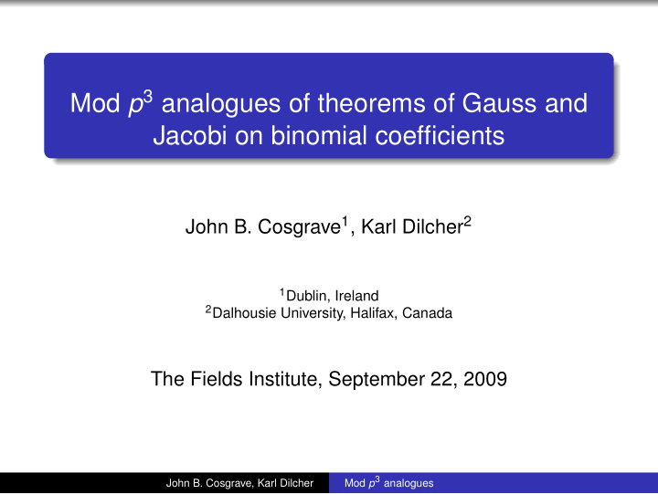 mod p 3 analogues of theorems of gauss and jacobi on