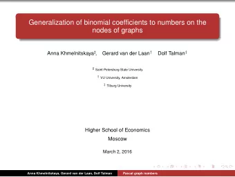Generalization of binomial coefficients to numbers on the  nodes of graphs Anna Khmelnitskaya  ,