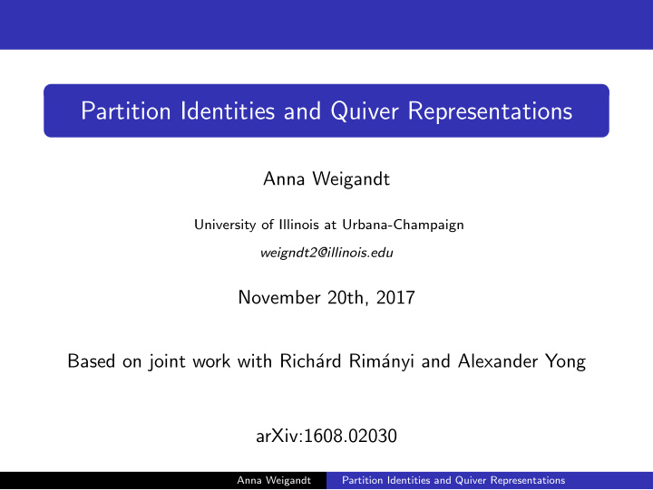 partition identities and quiver representations