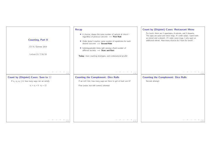 recap count by disjoint cases restaurant menu