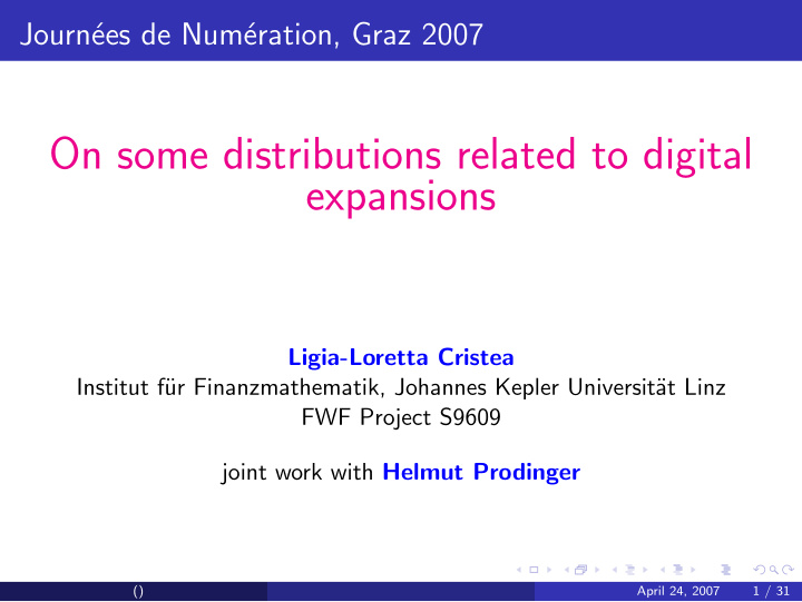 on some distributions related to digital expansions