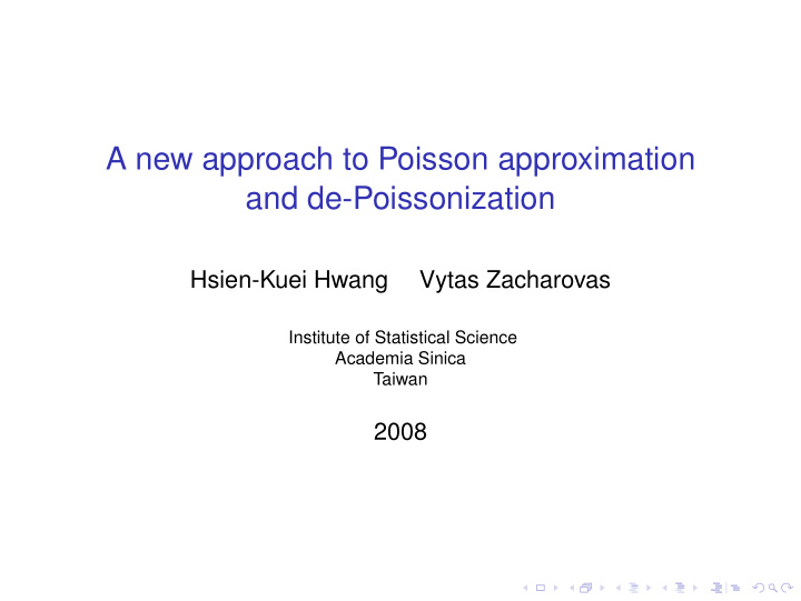 a new approach to poisson approximation and de